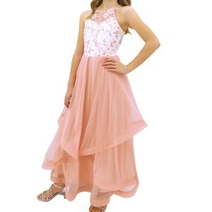 Paparazzi Designer Sequence Dress in Blush Pink and White